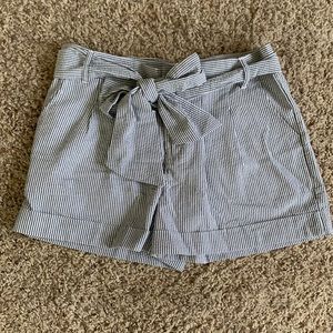 Grey and white seersucker shorts